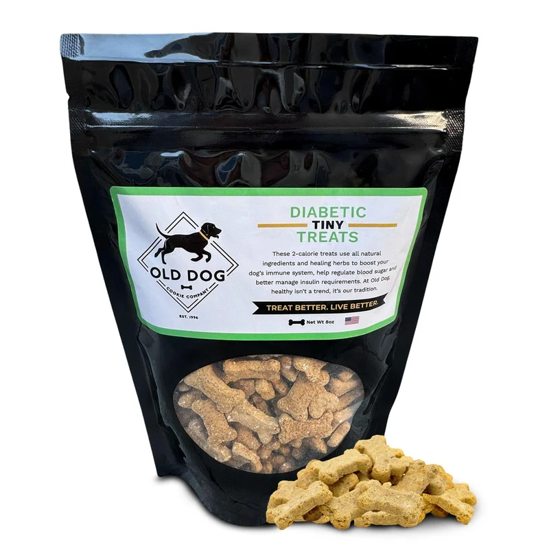 Old Dog Cookie Company – Friandises Diabétiques Miniatures pour Chiens, 2 Calories, Approuvées par Véto, 8 oz