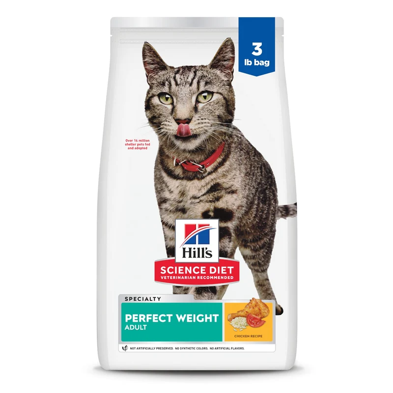 Hill's Science Diet Chat Adulte Poids Parfait – Croquettes au Poulet, Sac 3 lb