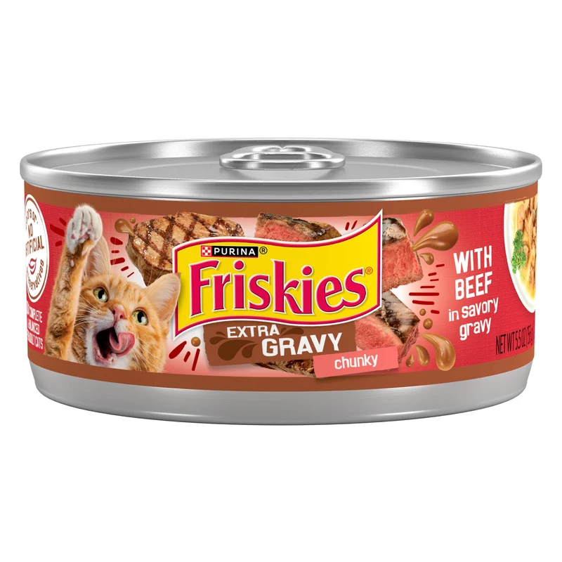 Purina Friskies – Aliment Humide pour Chat au Boeuf en Sauce Jardin, Pack de 24 boîtes 156 g