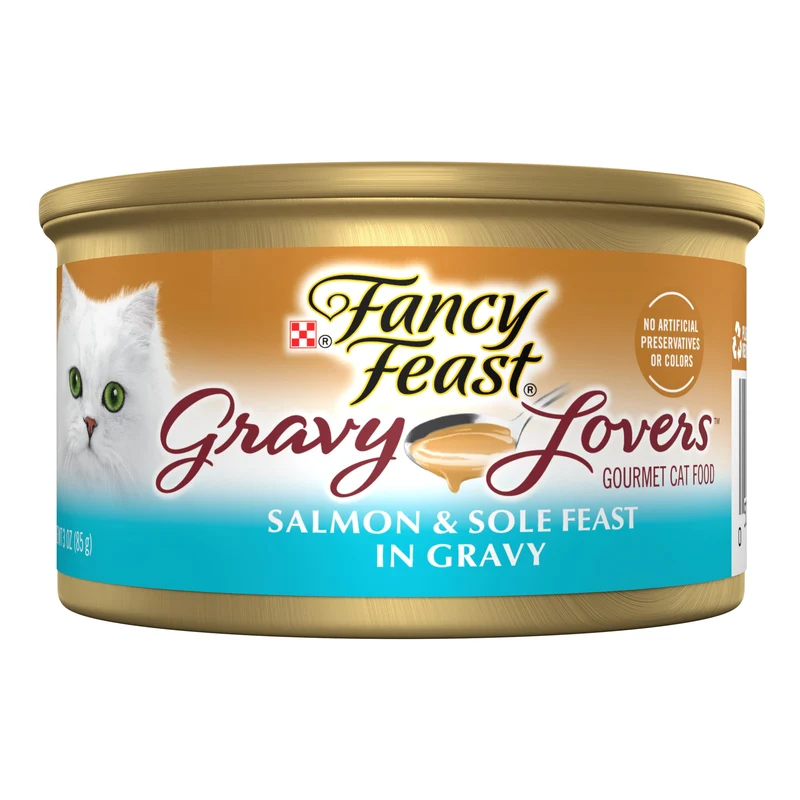 Fancy Feast Gravy Lovers Saumon et Dorade – Pâtée humide en sauce, lot de 24 boîtes 85 g