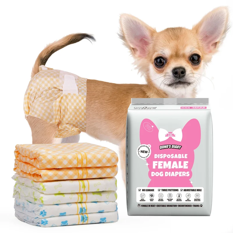 Dono Couches pour Chienne Femelle – 60 pièces, Indicateur d'Humidité, Absorption Ultra, Anti-Fuites