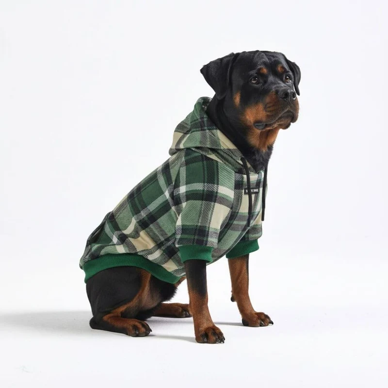 Spark Paws Hoodie pour chien – Pull premium pour toutes tailles | Confort, chaleur et ajustement idéal – Vert carreaux - 4XL