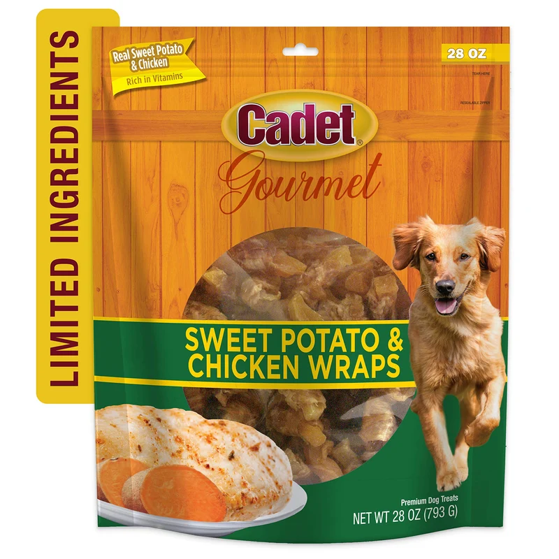 Cadet Gourmet Wraps Patate Douce et Poulet — Friandises Naturelles pour Chiens (28 oz)