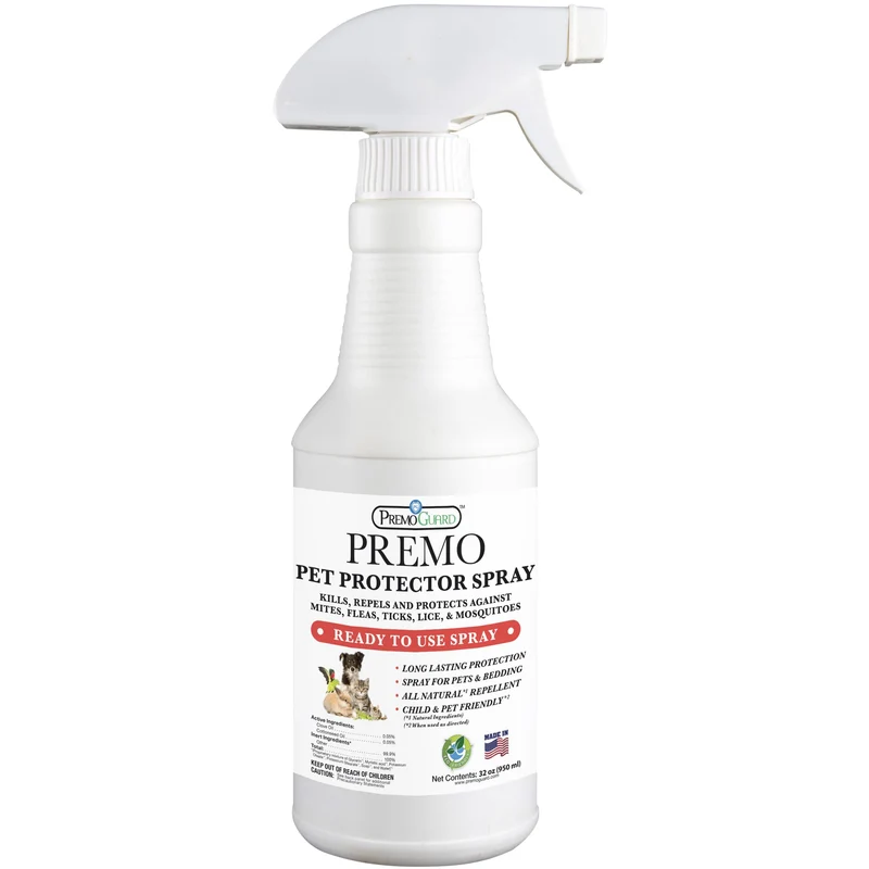 Premo Guard Spray Protecteur 16oz - Éradique acariens, puces, tiques et moustiques - Pour chiens, chats et maison - Huiles végétales naturelles