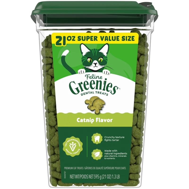 Greenies Friandises Dentaires pour Chats — Saveur Herbe à Chat, 21 oz | Récompense Naturelle et Peu Calorique