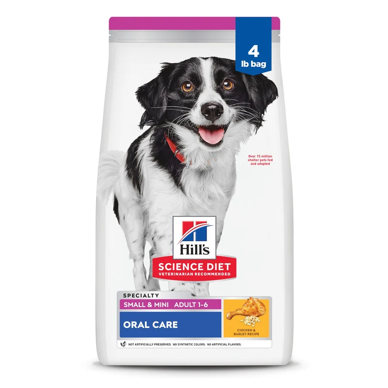 Hill's Science Diet Adulte 1-6 Oral Care – Croquettes poulet et orge pour petits et mini chiens, 4 lb
