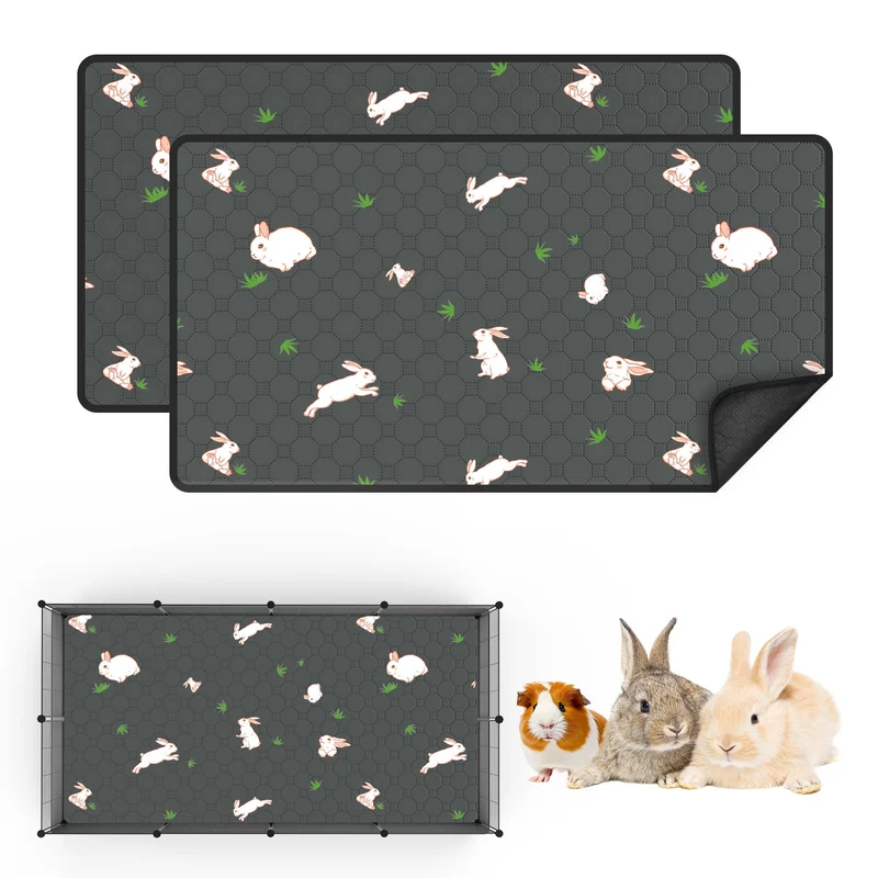MODESLAB Lot de 2 Tapis de Cage pour Cobayes – Revêtement Réutilisable 24x47, Absorbant et Anti-dérapant