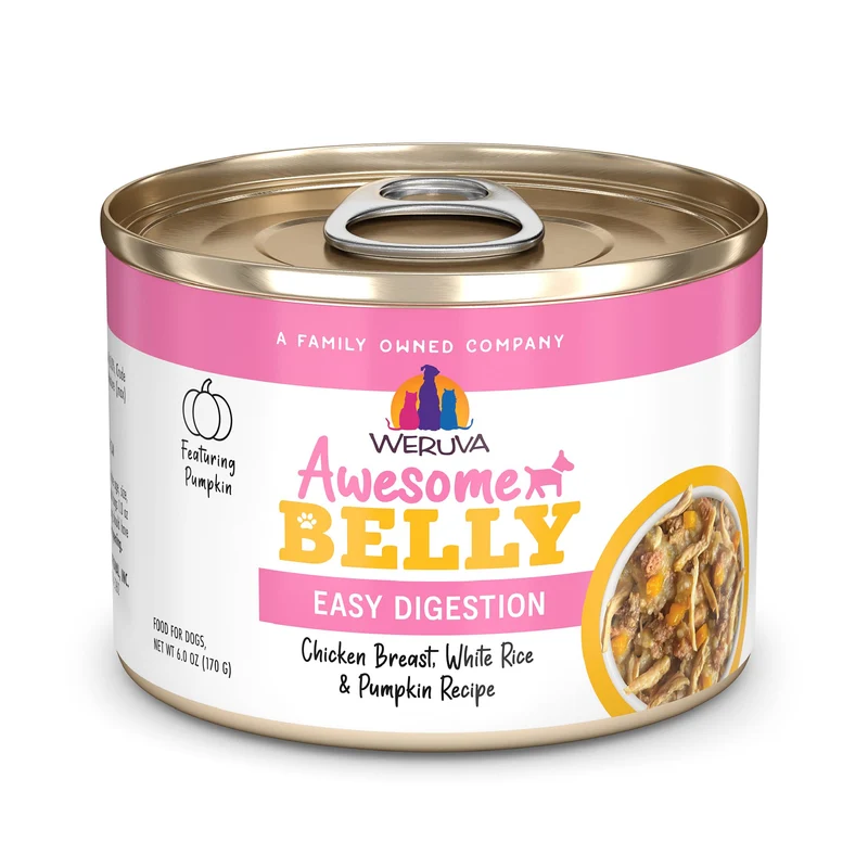 Weruva Awesome Belly – Poulet, Riz blanc et Potiron, 6 oz, Lot de 8