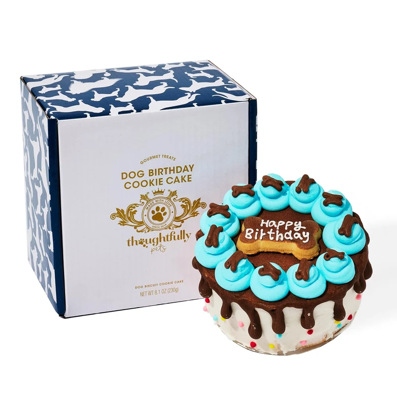 Thoughtfully Pets Gâteau Mini Biscuit Bleu pour Chiens – Anniversaire, Beurre de Cacahuète