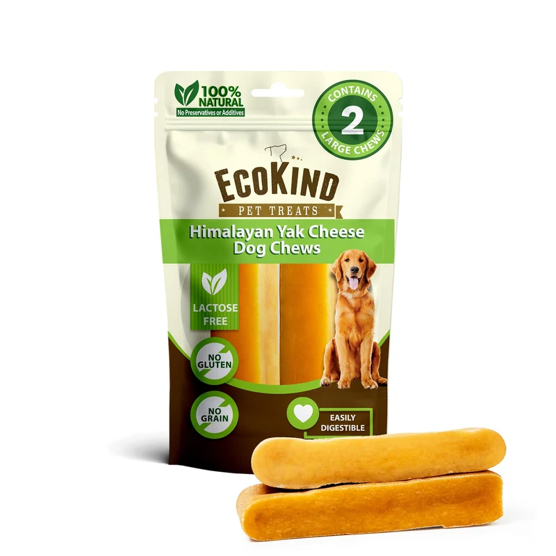 EcoKind Premium Gold Yak Cheese Himalayenne – Friandises Naturelles Pour Chiens de Grande Race | Lot de 2 Os