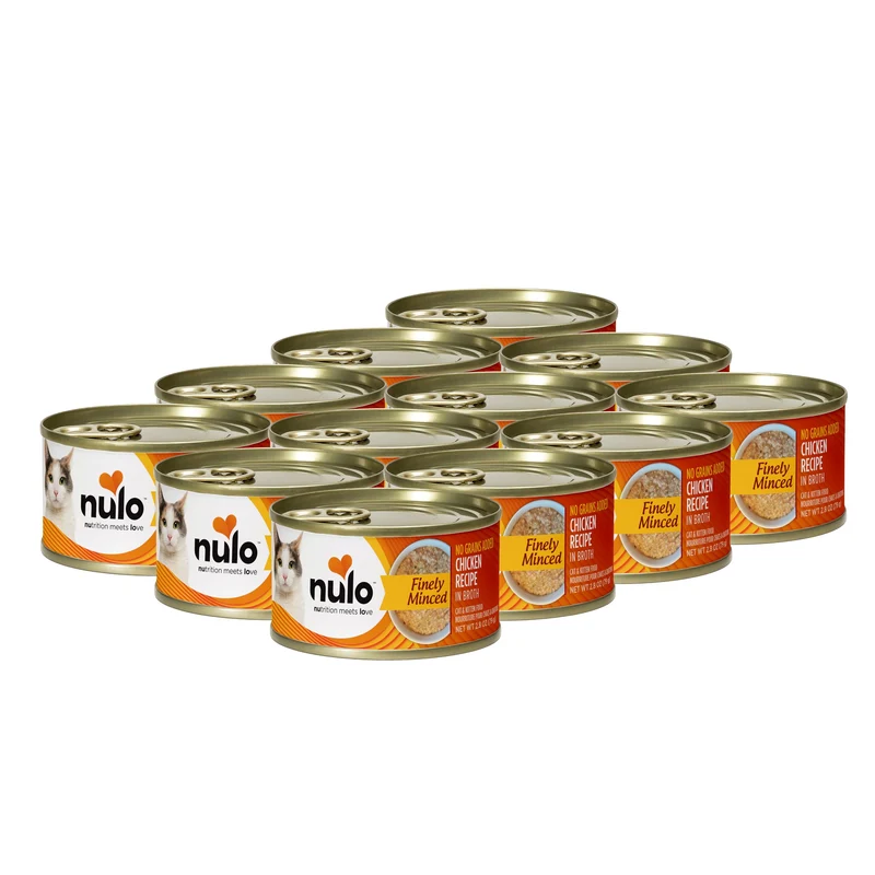 Nulo - Aliment humide en boîte poulet finement haché, riche en protéines, sans céréales, pour chatons et adultes (12 x 2,8 oz)