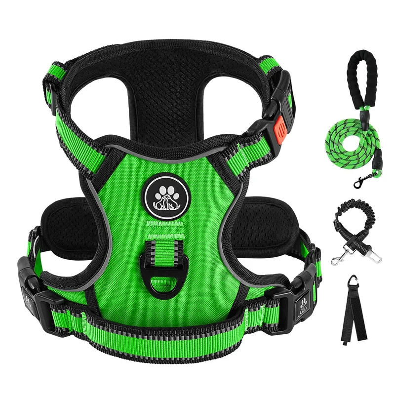 IVY&LANE Harnais anti-traction pour chien moyen – Veste réglable avec laisse, ceinture et bandes réfléchissantes