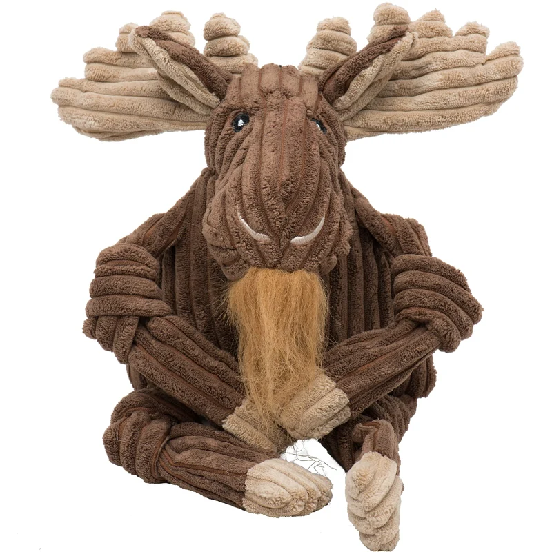 HuggleHounds Manny Moose Knottie – Peluche pour chien, jouet durable et interactif