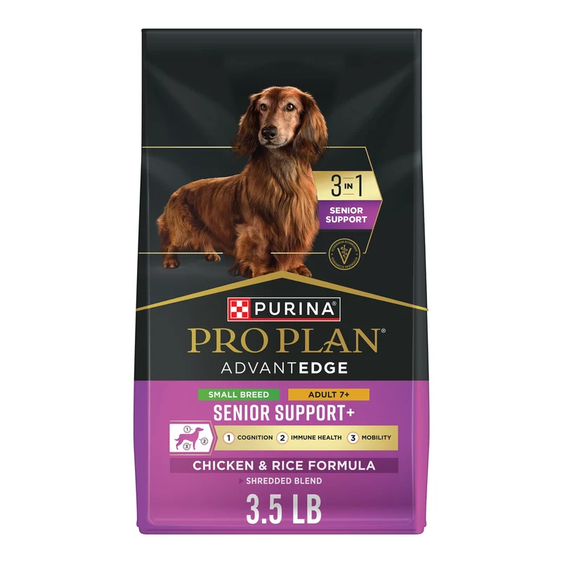 Purina Pro Plan AdvantEDGE Senior Support Plus – Petit Chien, Croquettes Poulet et Riz, 1,59 kg