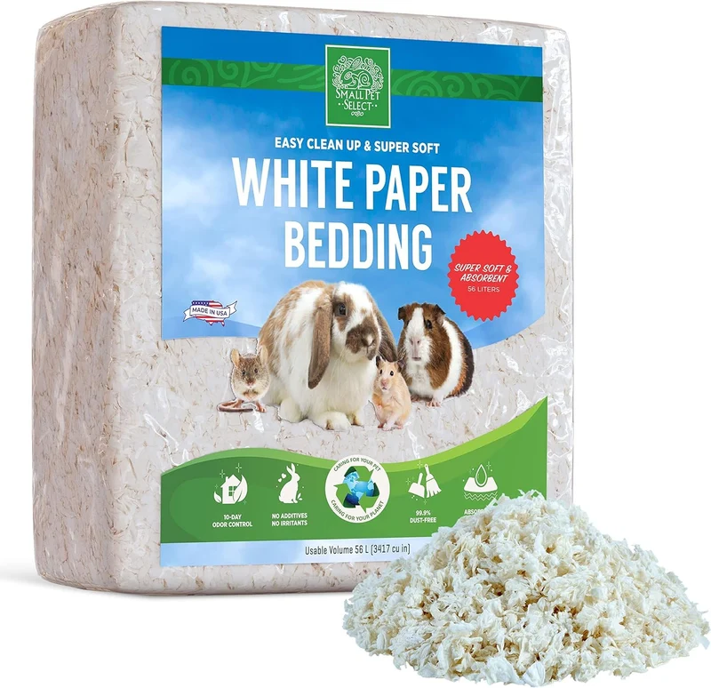 Litière en papier blanc 56L Small Pet Select – pour lapins, cochons d'Inde et hamsters – fabriqué aux États‑Unis