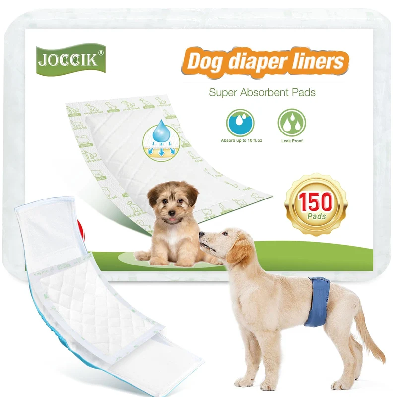 JOCCIK – Protège-couches pour chien (100 pièces) : liners ultra-doux et absorbants pour bandes ventrales et couches