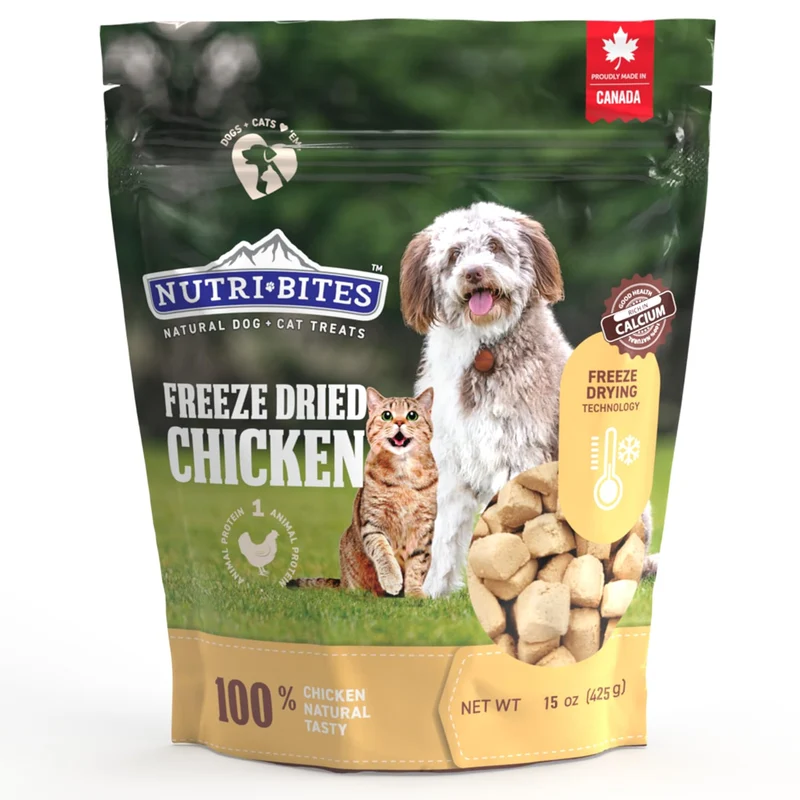 Nutri Bites Foie de Poulet Lyophilisé – Friandises Protéines Élevées pour Chiens et Chats (15 oz)