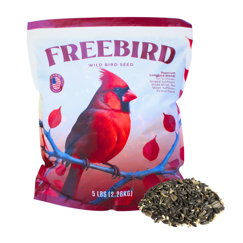 FREEBIRD Graines pour Oiseaux Sauvages — Mélange Premium Extérieur (2,27 kg) Tournesol, Carthame et Millet
