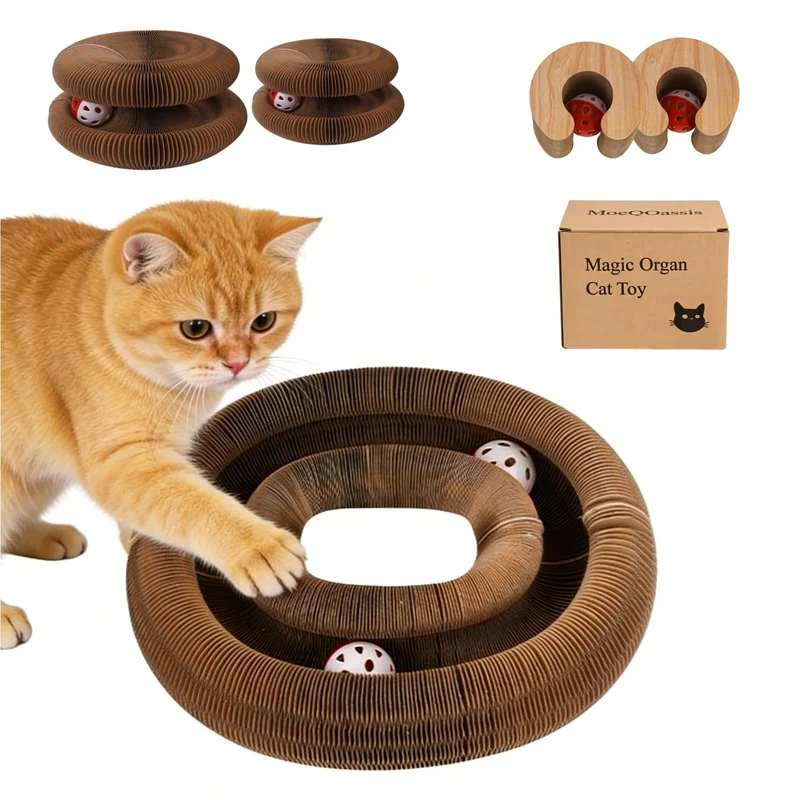 Lot de 2 Kitty Kurls MoeQOassis – Planche à gratter interactive pour chats