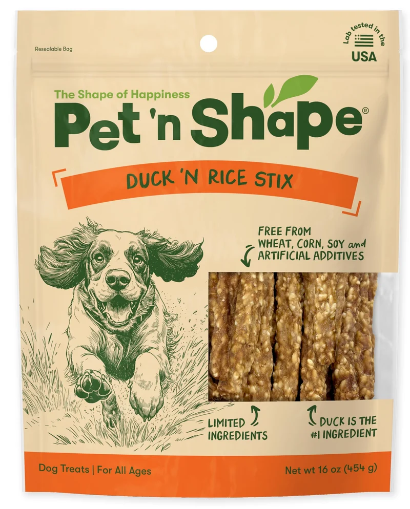 Pet 'n Shape Bâtonnets Canard et Riz pour Chiens – 1 Livre (454 g) – Sans Blé, Sans Maïs, Sans Soja