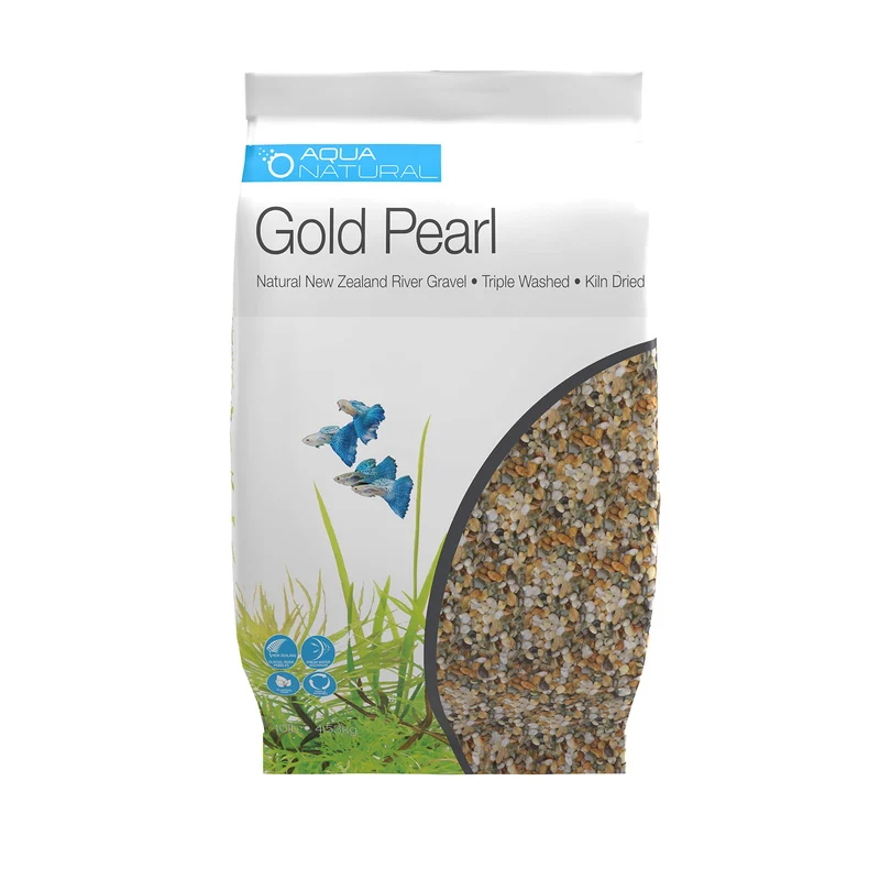 Aqua Natural Gold Pearl – Gravier Substrat 2-4mm pour Aquariums, Vivariums et Terrariums
