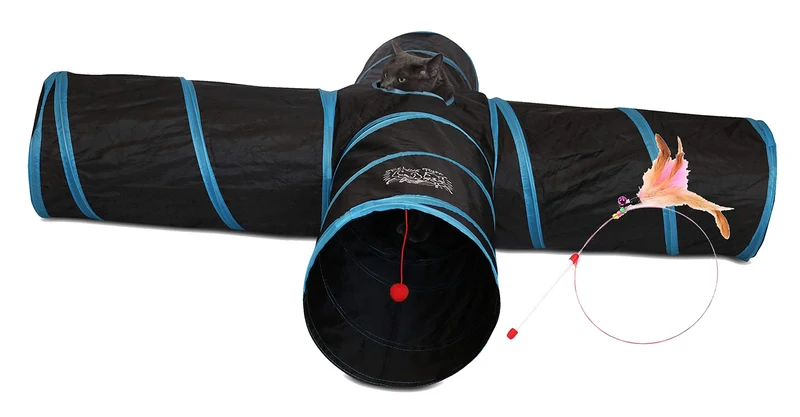 Feline Ruff Premium Tunnel 4 Voies – Ouverture 12 pouces, Longueur exceptionnelle