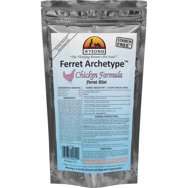 Wysong Ferret Archetype Formule Poulet – Nourriture Crue pour Furet, Sachet 7,5 onces