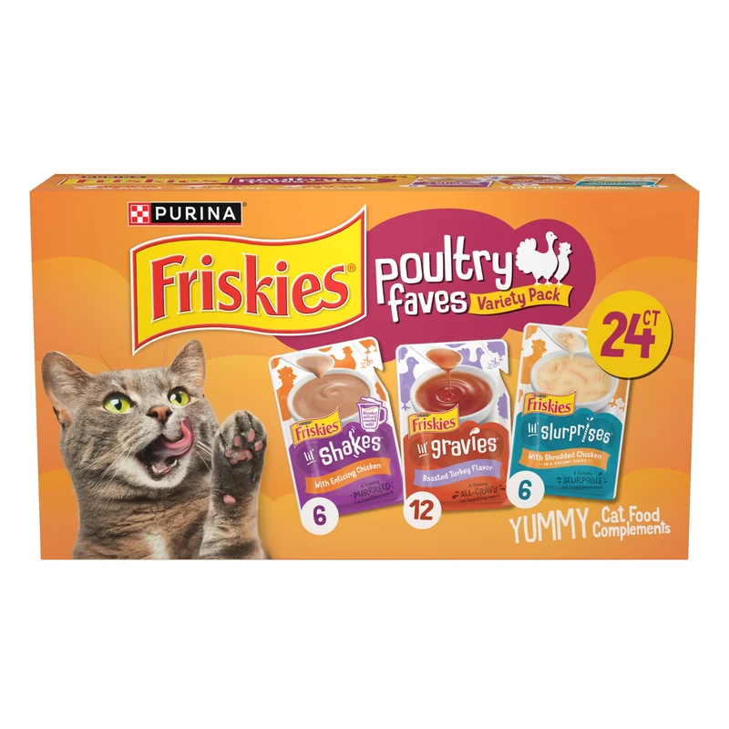 Friskies – Variété d'accompagnements humides à base de volaille pour chats, sachets individuels (pack 24)