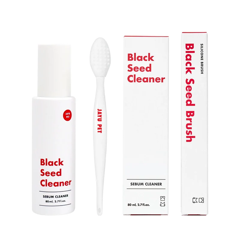 JAYU PET Kit Purifiant Acné Chat – Nettoyant Graines Noires & Brosse Exfoliante Hypoallergénique