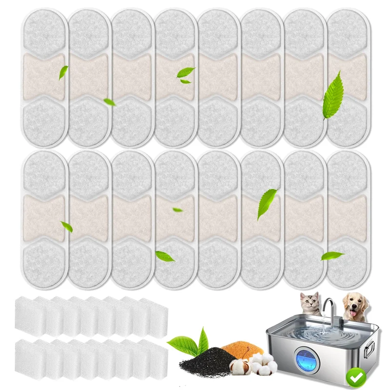 HOETEK – Lot de 16 filtres et 16 éponges pour Zuqqony 12L fontaine pour chien (8 mois)