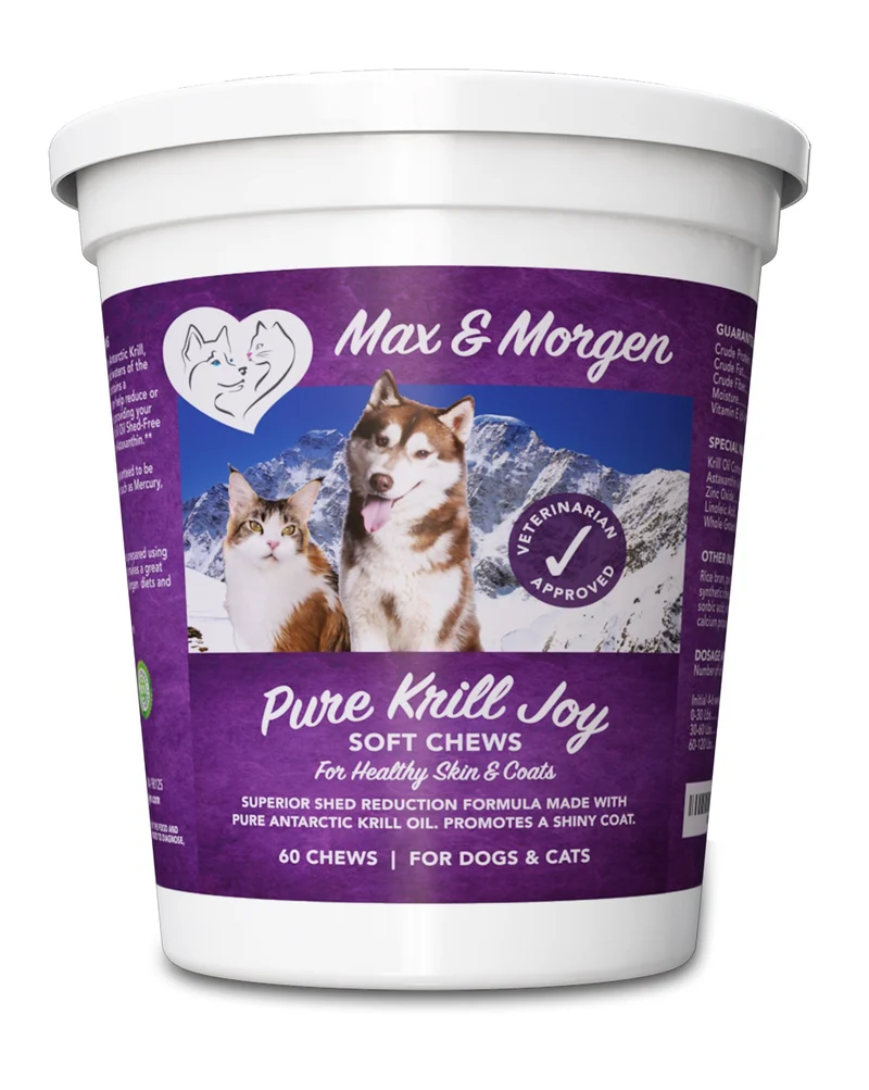 Max and Morgen Pure Krill Joy – Gommes au krill antarctique pour chien, Oméga 3 et antioxydants, fabriqué aux États‑Unis