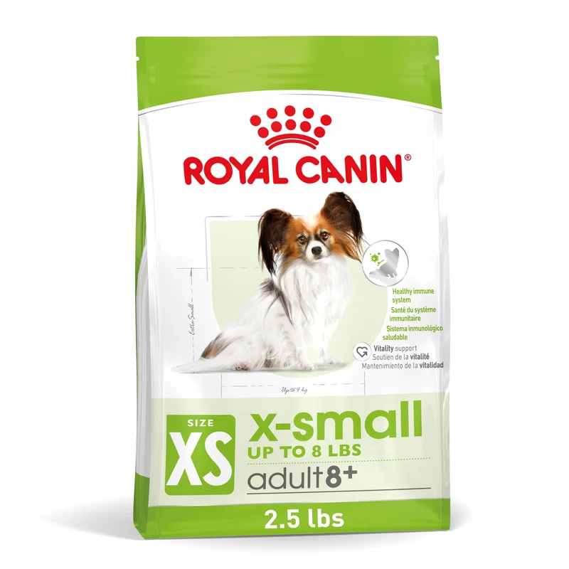 Royal Canin Size Health Nutrition X-Small 8+ — Croquettes seches pour petit chien, 2,5 lb (1,13 kg)