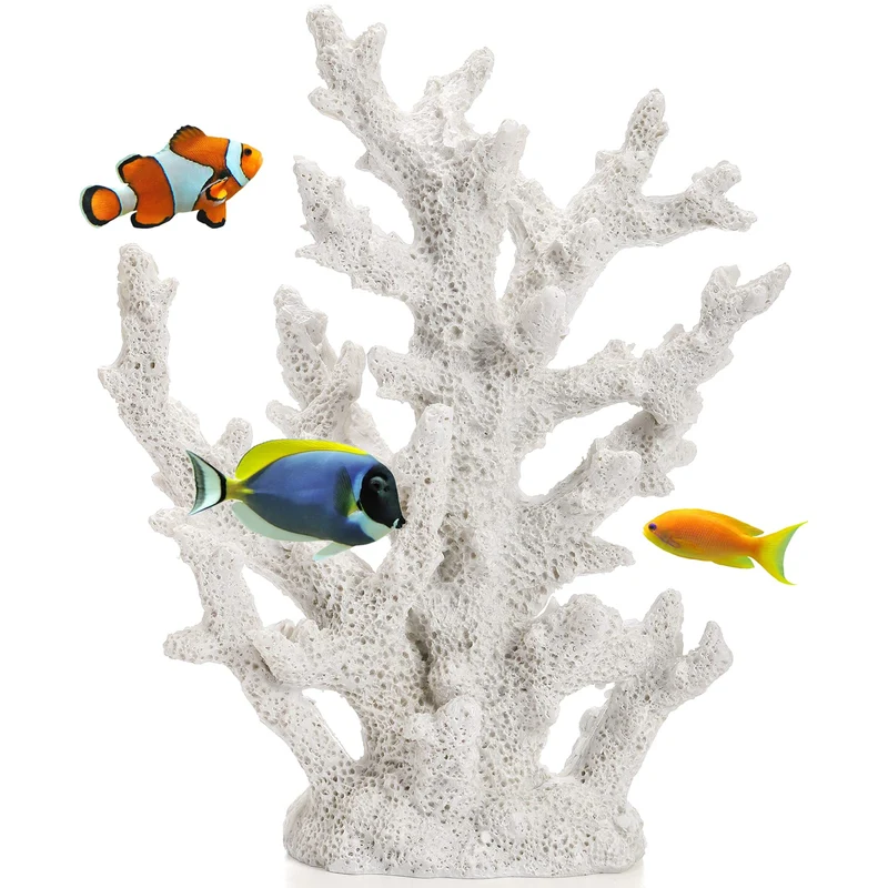 TOPZEA Corail Artificiel Blanc – Décor Réaliste pour Aquarium et Intérieurs