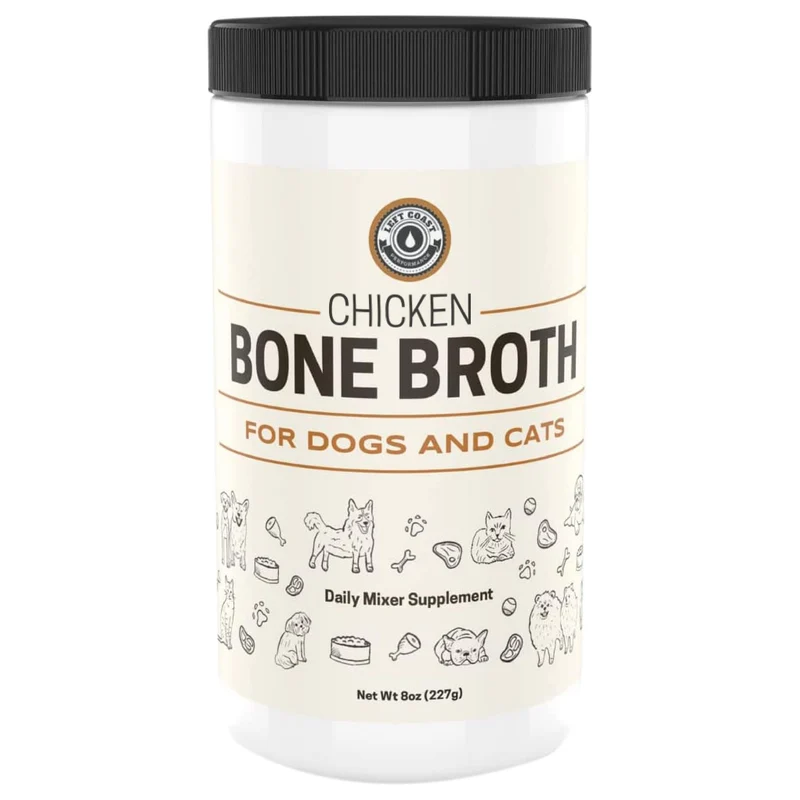 Left Coast Performance – Poudre de bouillon d'Os de Poulet (8 oz / 227 g) pour chiens et chats