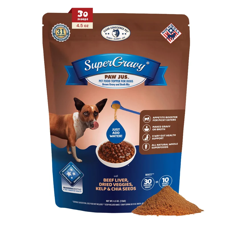 CLEAR CONSCIENCE PET Paw Jus SuperGravy – Sauce hydratante naturelle pour chiens difficiles