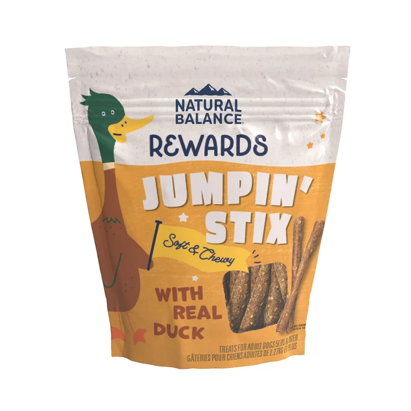 Natural Balance Jumpin' Stix – Friandises Limited Ingredient au Canard, Sans Céréales, pour Chiens Adultes (Sachet 113 g)