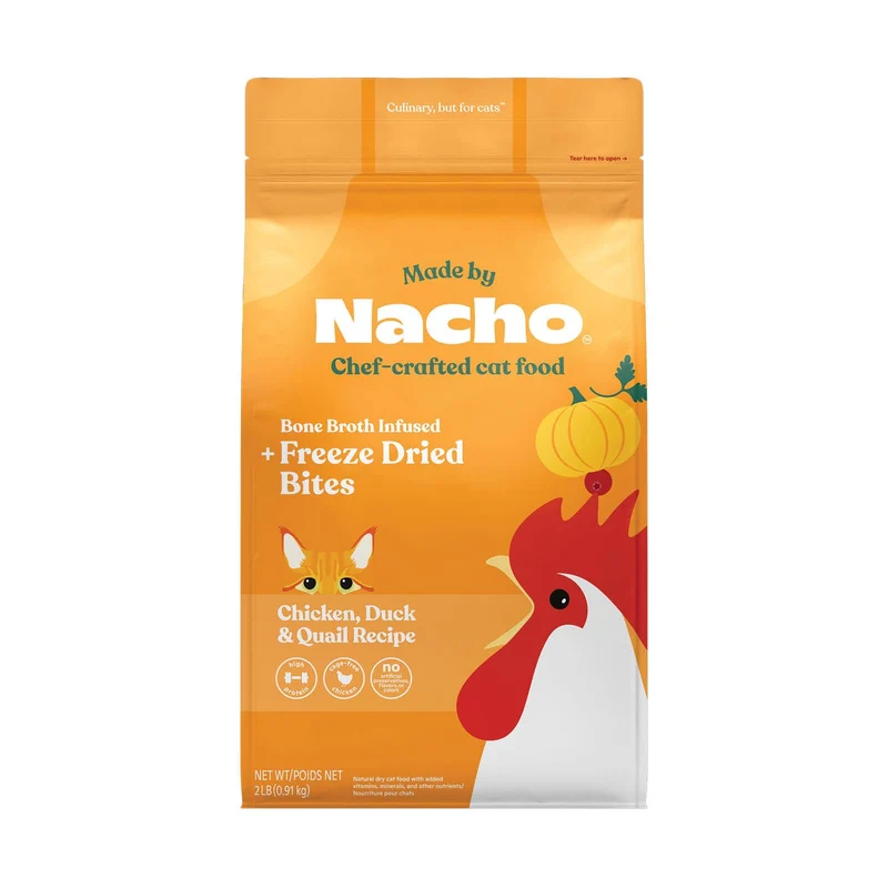 Made by Nacho Croquettes pour Chat – 2 lb, Protéine Élevée, Poulet Cage-Free, Foie Lyophilisé, Ingrédients Limitées