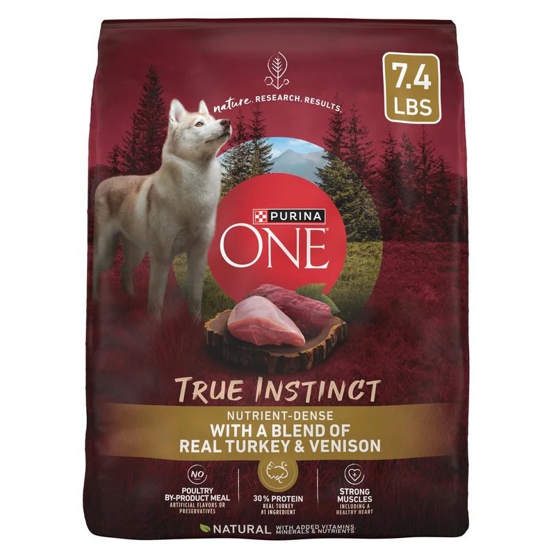 Purina ONE True Instinct Dinde et Venaison — Croquettes pour chien adulte, sac de 7,4 lb