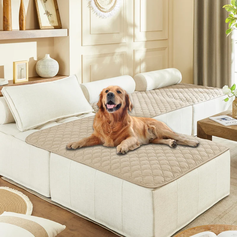 gogobunny Housse impermable double-face pour chien – 40x50 pouces (102x127 cm) Beige foncé / Beige clair