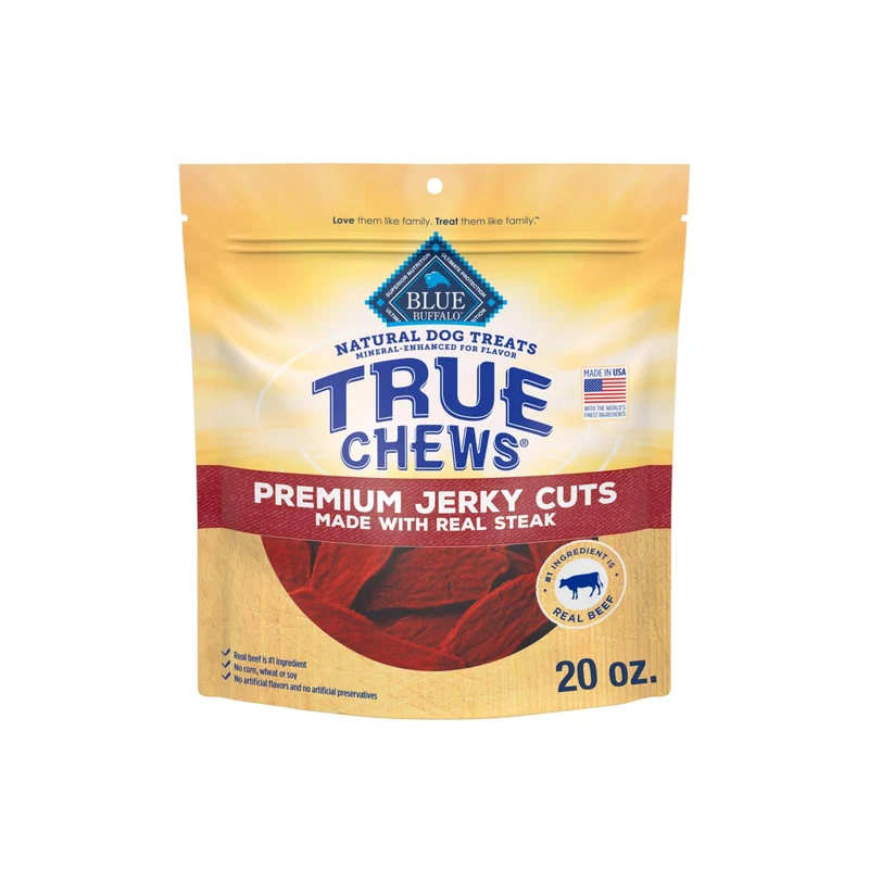 Blue Buffalo True Chews – Jerky premium au bœuf, ingrédients naturels, fabriqué aux USA – Sac 20 oz