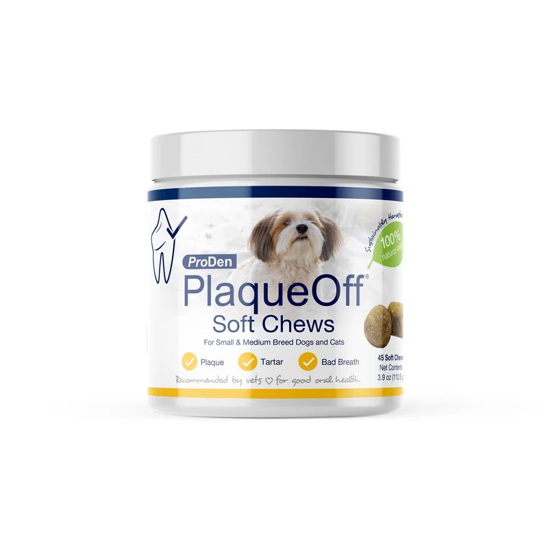 ProDen PlaqueOff friandises molles à base d algue brune biologique – pour chiens et chats de petites et moyennes tailles – dents et gencives saines, haleine fraîche – 45 friandises