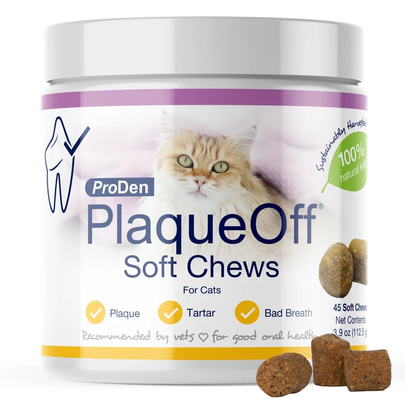 ProDen PlaqueOff Soft Chews au kelp naturel – Pour chats de toutes races – Dents, gencives et haleine saines – 45 bouchées