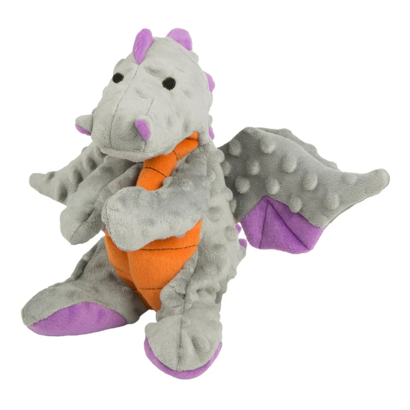 goDog Dragons: Peluche qui Couine avec Chew Guard, Tissu Durable pour Chiens Actifs — Gris, Grand