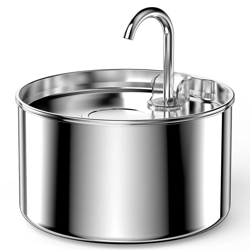 UIOOQ Fontaine d'Eau en Acier Inox 304 pour Animaux — Distributeur Automatique Silencieux 2,2 L