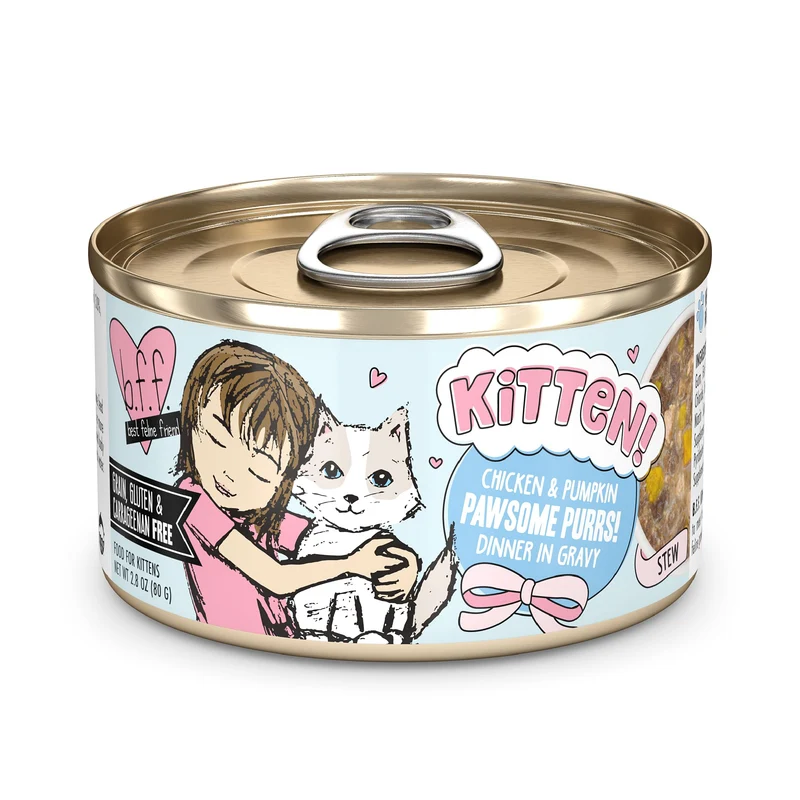 Weruva B.F.F. Kitten Food – Pawsome Purrs au Poulet et Potiron en Sauce, 2,8 oz, Pack de 12