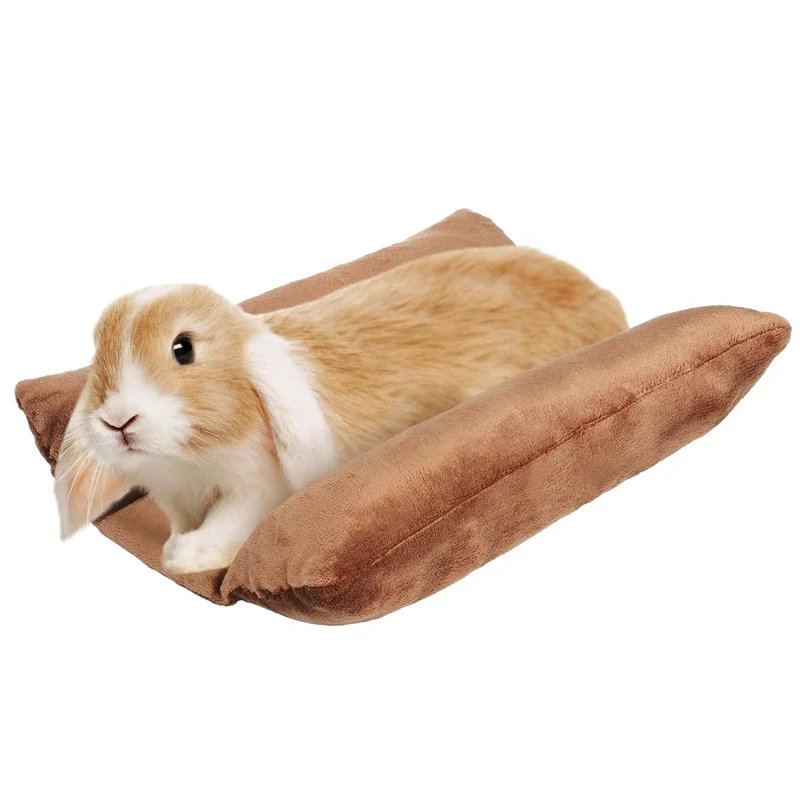 MEWTOGO - Coussin de couchage pour lapin 15,7 pouces x 14 pouces – Matelas plush en coton brun