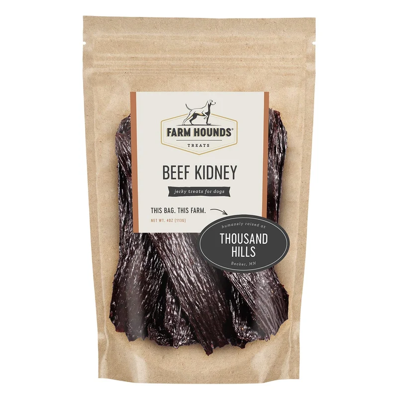 Farm Hounds – Rein de Bœuf Séché pour Chiens | Friandise naturelle 100% bœuf, élevage humain, fabriqué aux États‑Unis, 4 onces