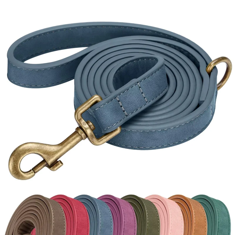 Didog Longe en PU Cuir Bleu – Pour Chiens Moyens et Grands, Facile à Nettoyer, Élégante