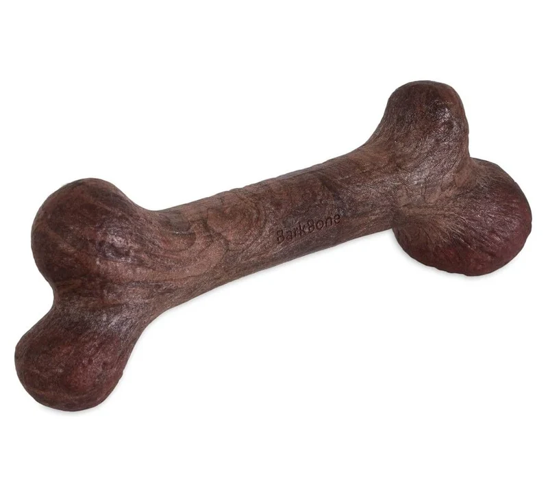Pet Qwerks Dinosaure BarkBone – Os en nylon 11 pouces au goût steak pour chiens agressifs