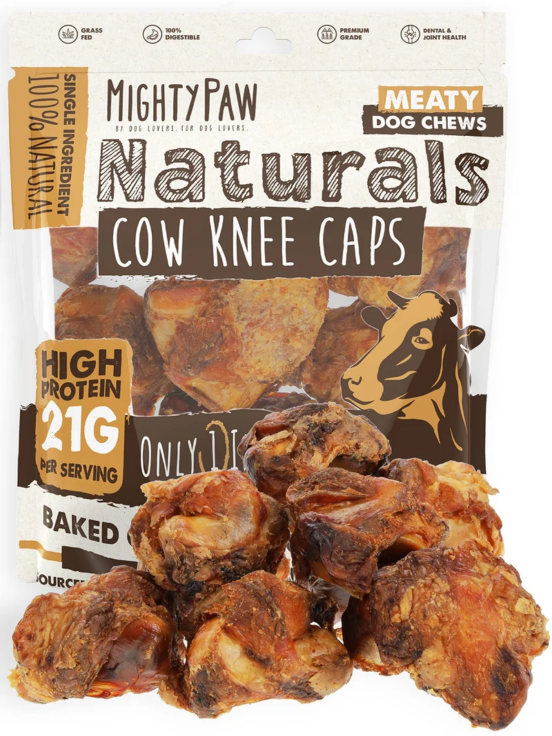 Mighty Paw Naturals – Os de Genou et Os d’Articulation de Boeuf pour Chiens (Lot de 8) | Friandise 100% Naturelle